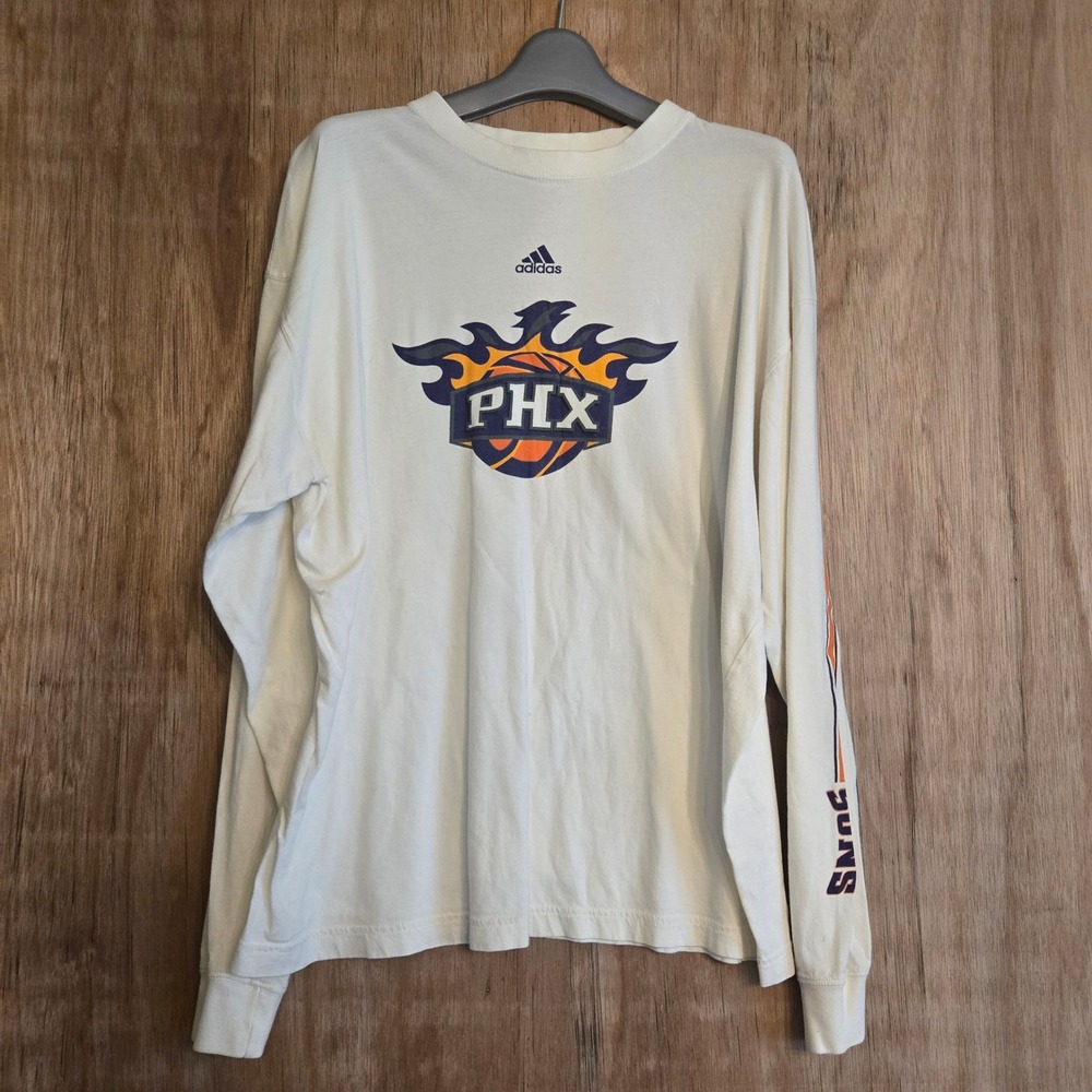 Adidas Phoenix Suns Long Sleeve Shirt Off-White PHX Graphic NBA Men's Size L